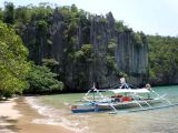 Plage, parc national de la rivière souterraine de Puerto Princesa