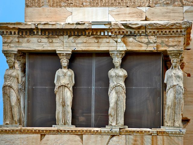 Cariatides à l'Acropole d'Athènes