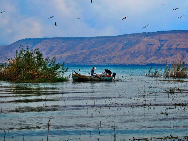 Pêcheurs sur le lac de Tibériade