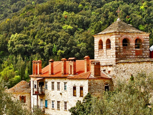 Partie du monastère de Hilandar et clocher