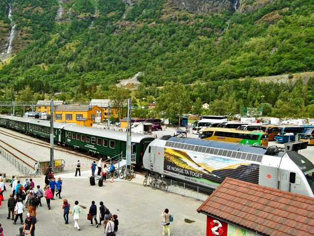 Flåm, gare de train et gare routière