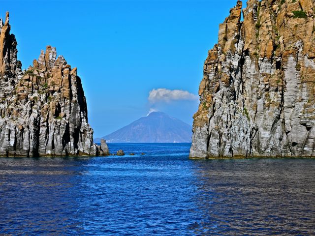 Vue sur le volcan Stromboli