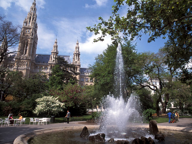 Fountain and church