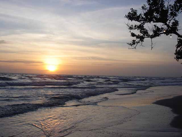 Sunset on White Sand Beach