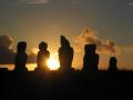 Coucher de soleil, Statues Moaï Coucher de soleil, Statues Moaï